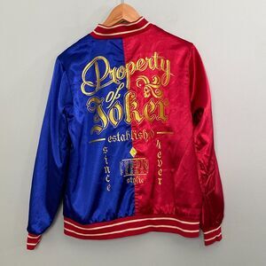 Harley Quinn Satin Jacket Property of Joker Suicide Squad Womens Medium Blue Red